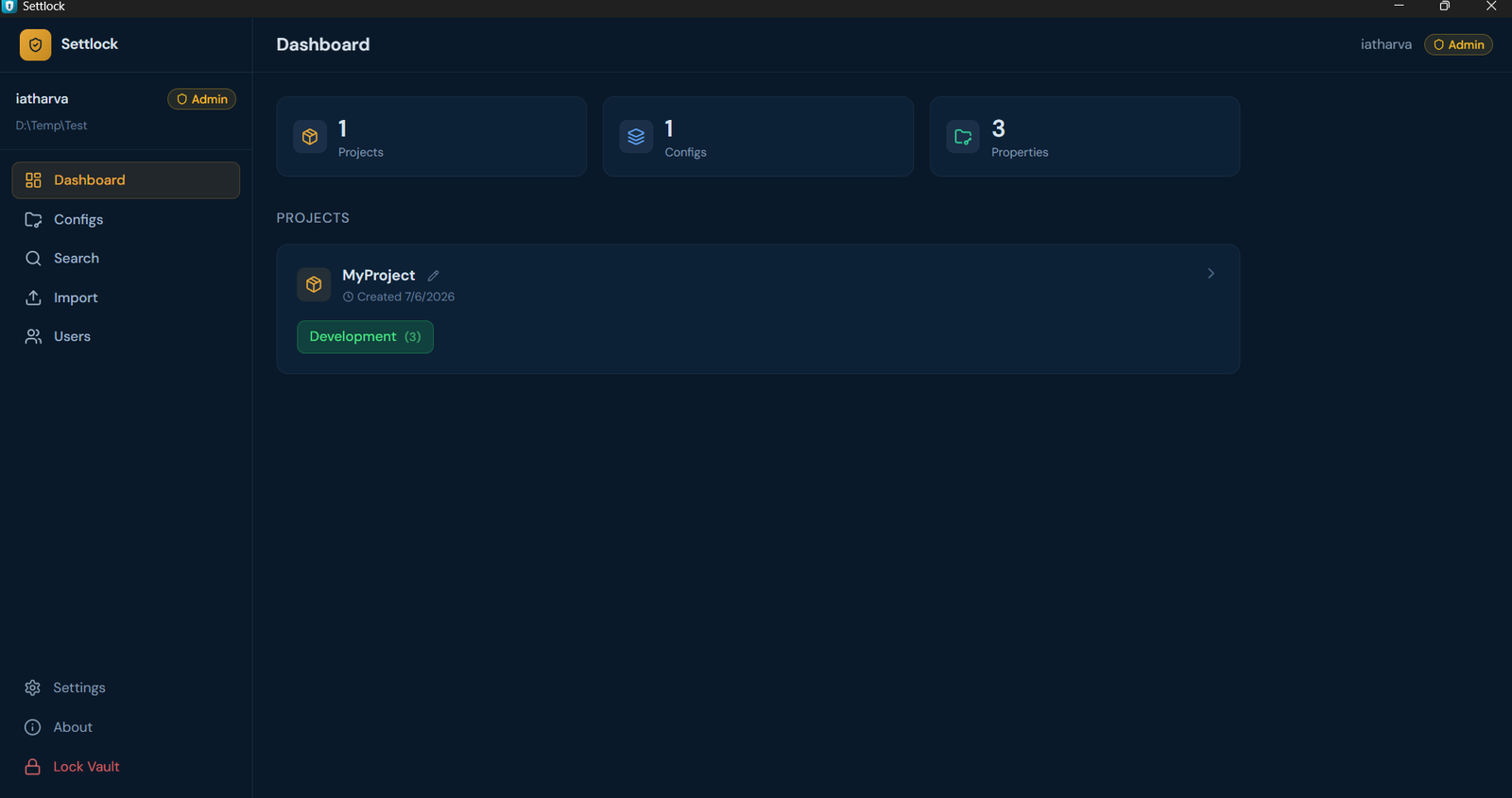 SettLock dashboard